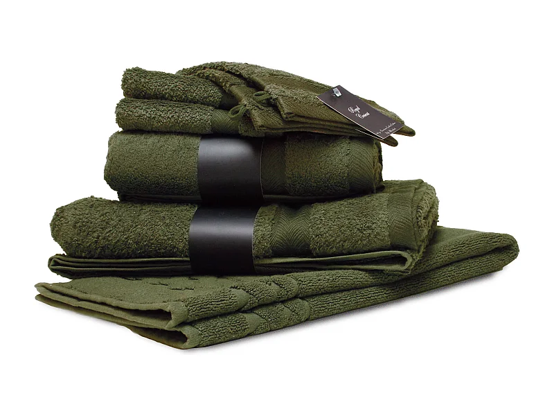 Parure de bain 7 pièces ROYAL CRESENT Vert Bouteille 650 g/m2