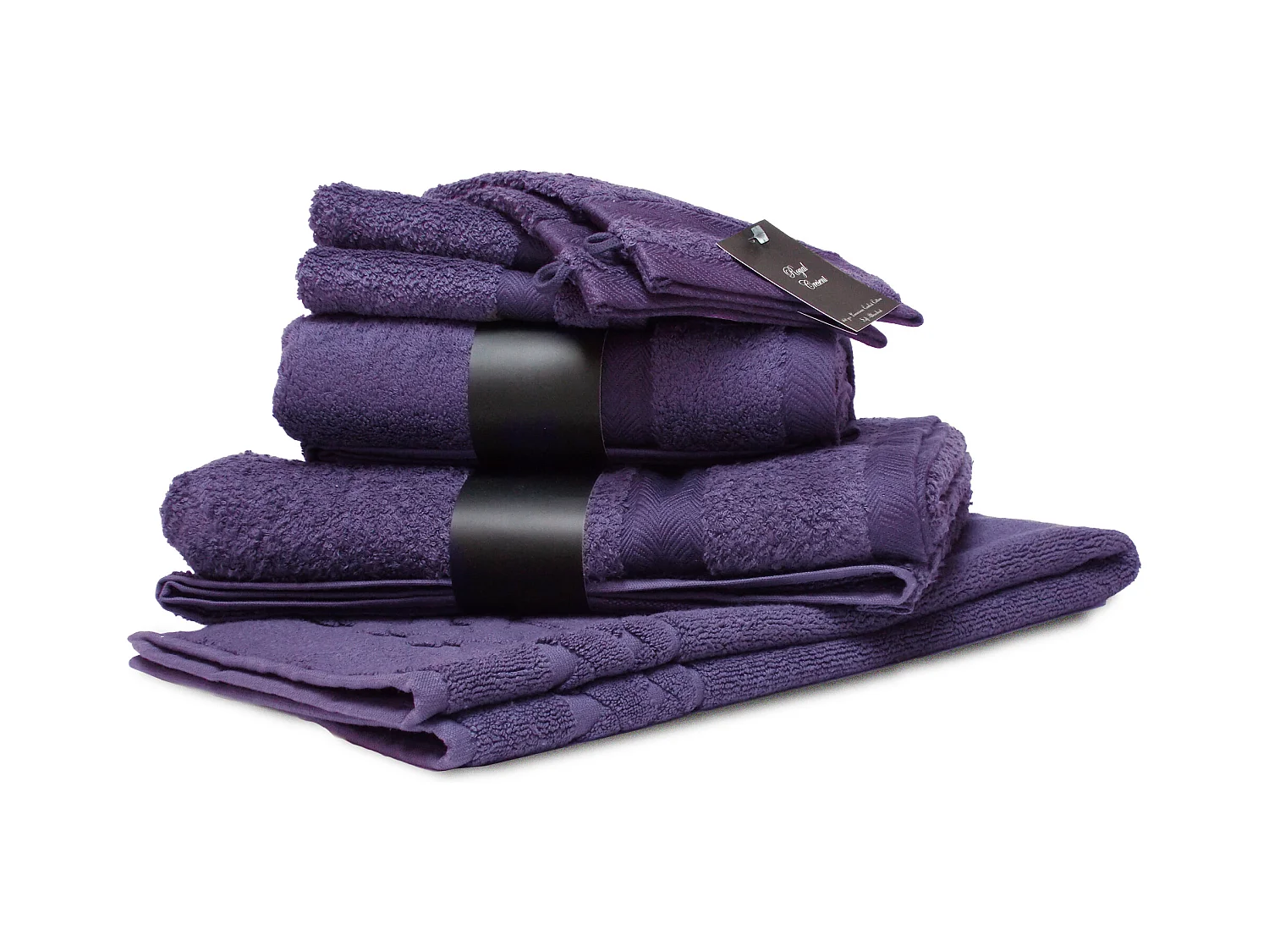 Parure de bain 7 pièces ROYAL CRESENT Prune 650 g/m2