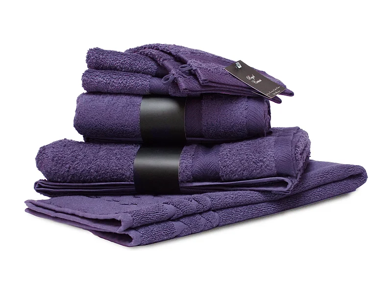 Parure de bain 7 pièces ROYAL CRESENT Prune 650 g/m2