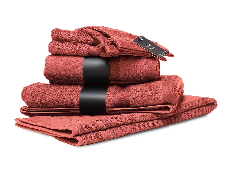 Parure de bain 7 pièces ROYAL CRESENT Rouge Terre Cuite 650 g/m2