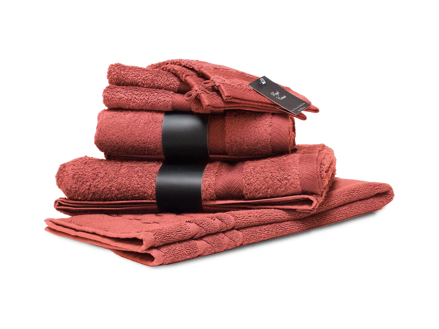 Parure de bain 7 pièces ROYAL CRESENT Rouge Terre Cuite 650 g/m2