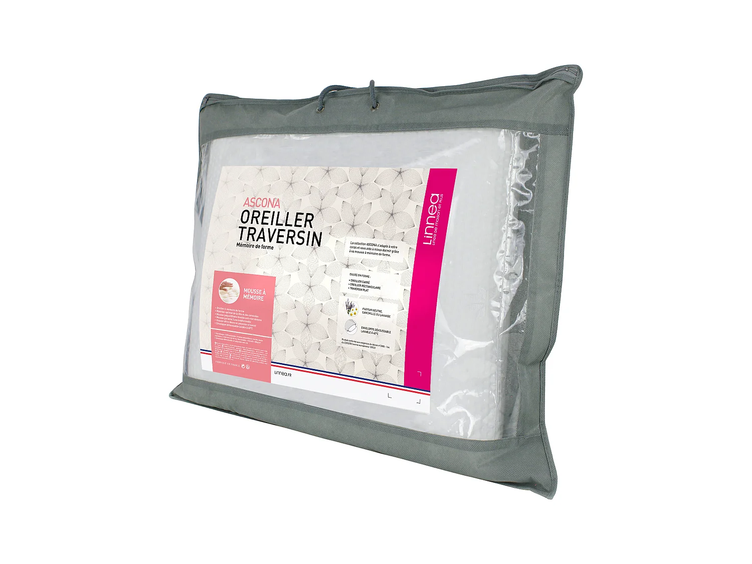 Oreiller 60x60 cm ASCONA mousse à mémoire de forme visco