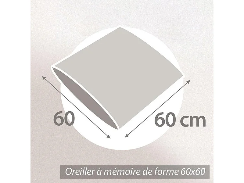 Oreiller 60x60 cm ASCONA mousse à mémoire de forme visco