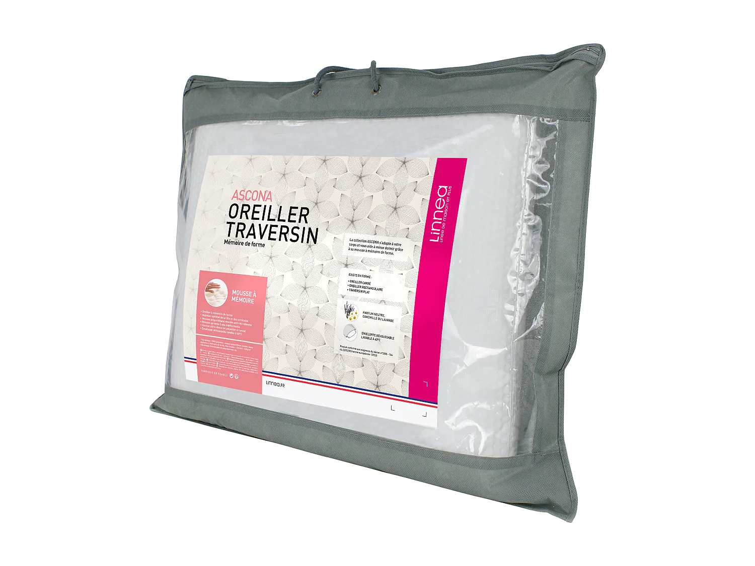 Oreiller 60x60 cm ASCONA mousse à mémoire de forme visco