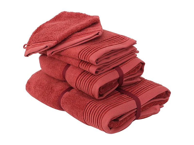 Parure de bain 6 pièces JULIET Rouge Terracota 520 g/m2