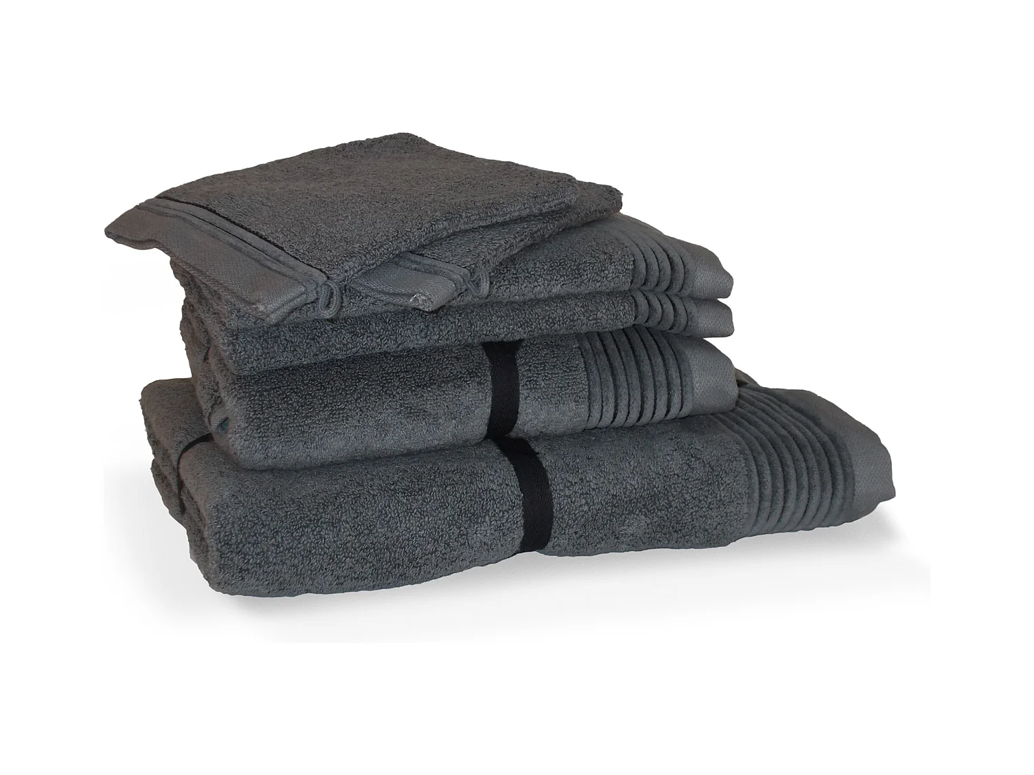 Parure de bain 6 pièces JULIET Anthracite 520 g/m2