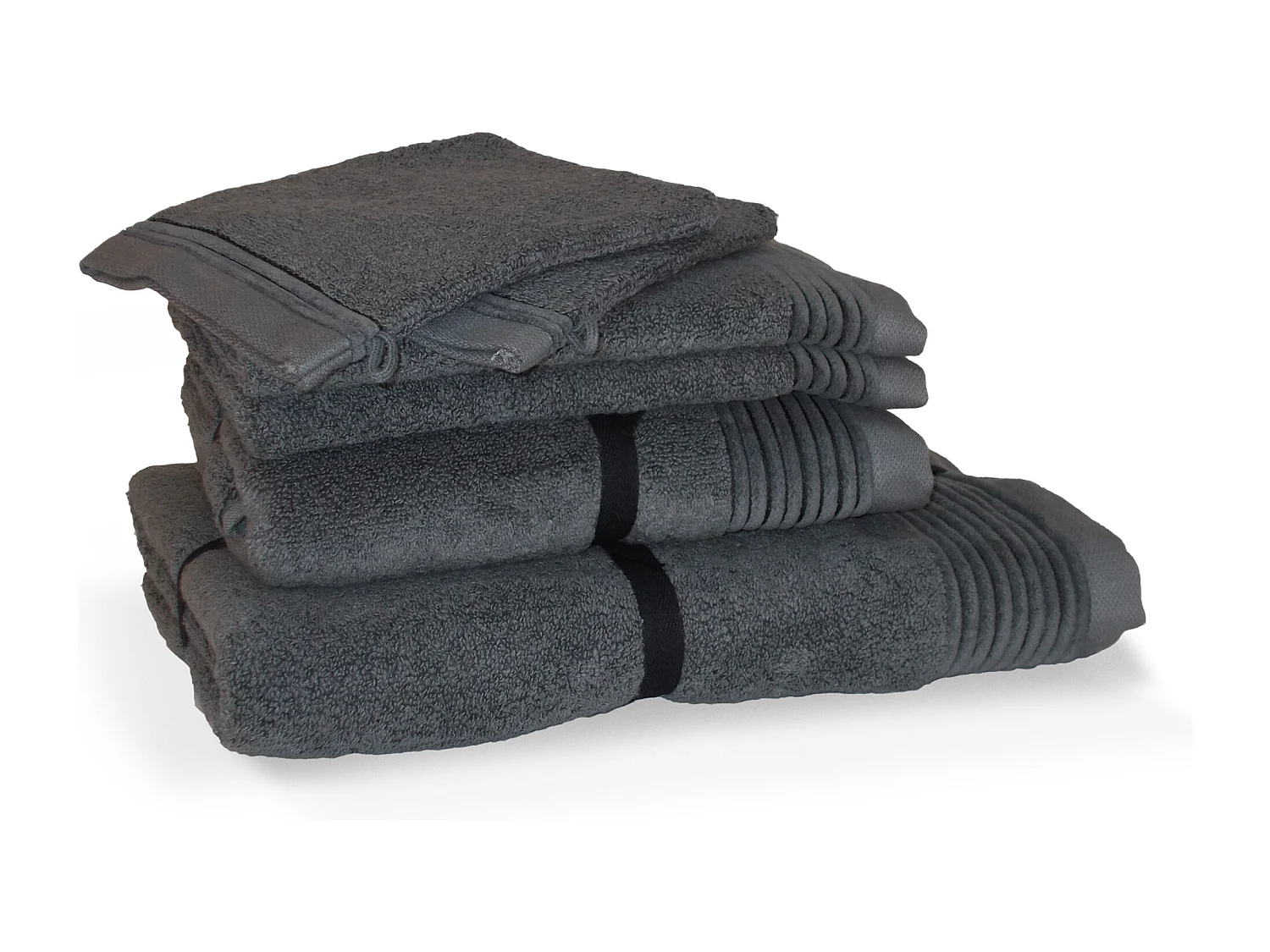 Parure de bain 6 pièces JULIET Anthracite 520 g/m2