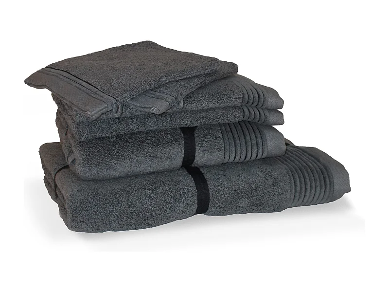 Parure de bain 6 pièces JULIET Anthracite 520 g/m2