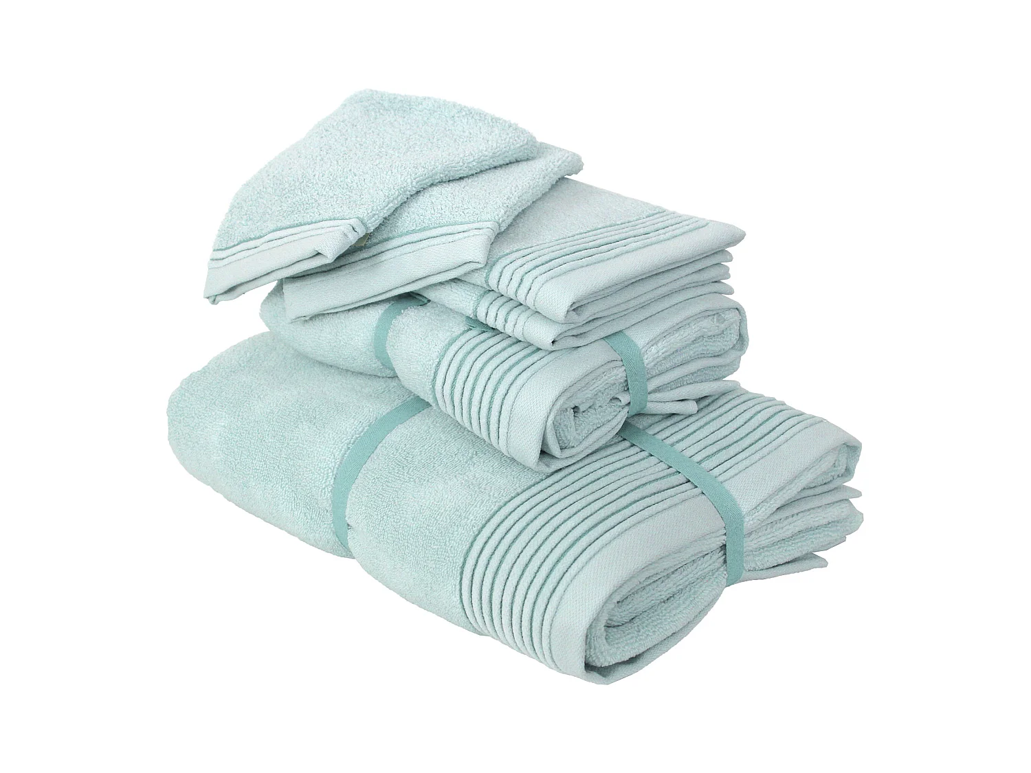 Parure de bain 6 pièces JULIET Bleu pâle 520 g/m2