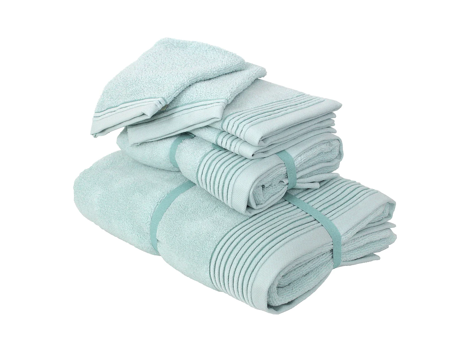 Parure de bain 6 pièces JULIET Bleu pâle 520 g/m2