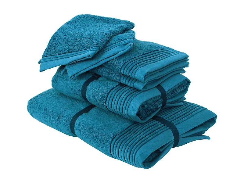 Parure de bain 6 pièces JULIET Bleu Baltic 520 g/m2