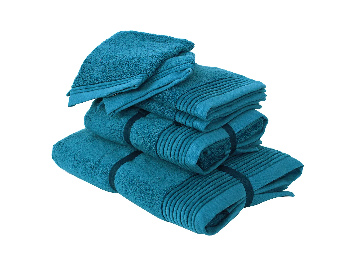 Parure de bain 6 pièces JULIET Bleu Baltic 520 g/m2