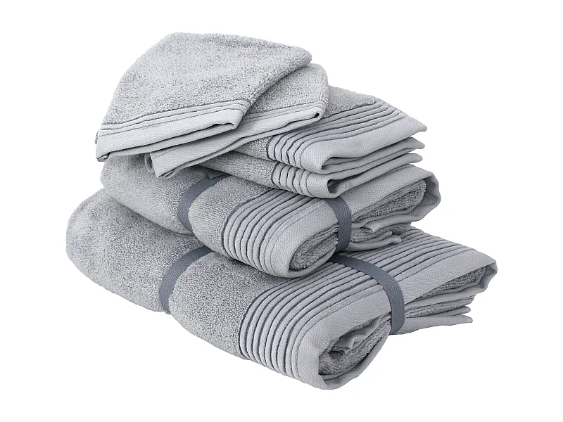 Parure de bain 6 pièces JULIET Gris Argent 520 g/m2