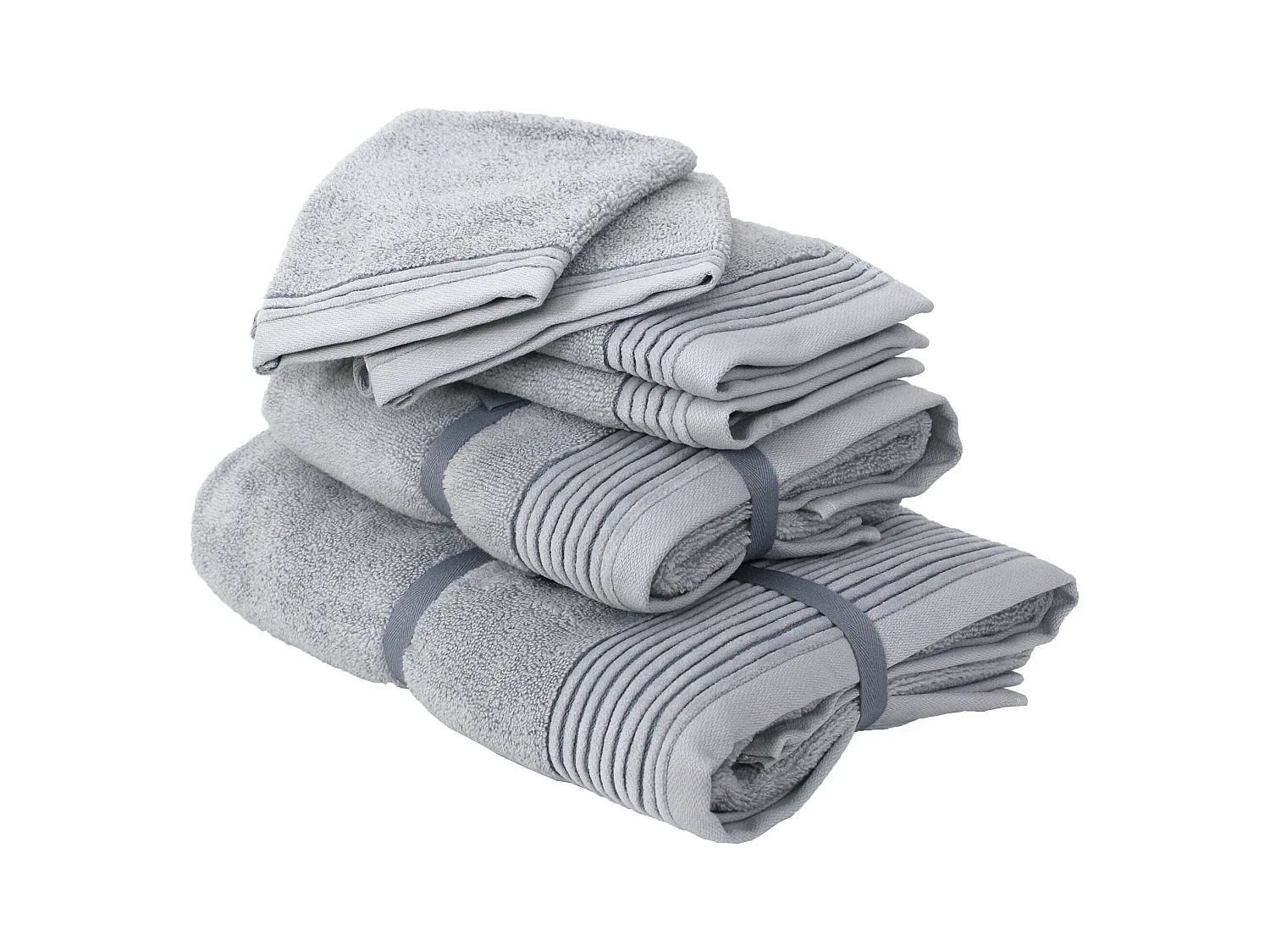 Parure de bain 6 pièces JULIET Gris Argent 520 g/m2