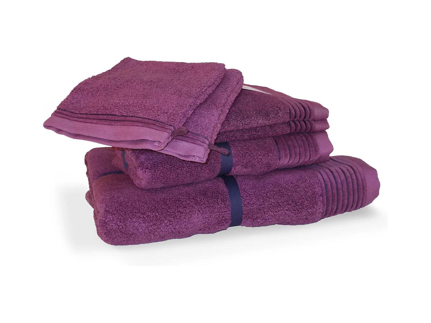 Parure de bain 6 pièces JULIET Prune 520 g/m2