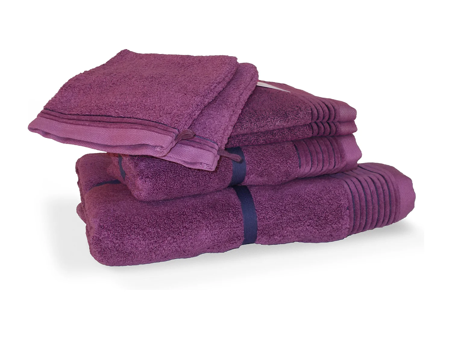 Parure de bain 6 pièces JULIET Prune 520 g/m2