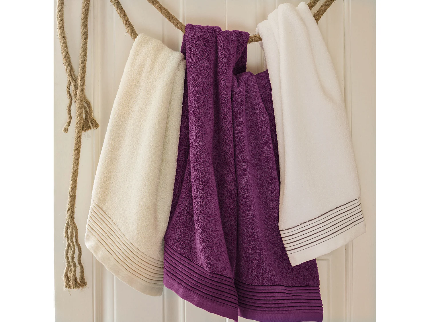 Parure de bain 6 pièces JULIET Prune 520 g/m2