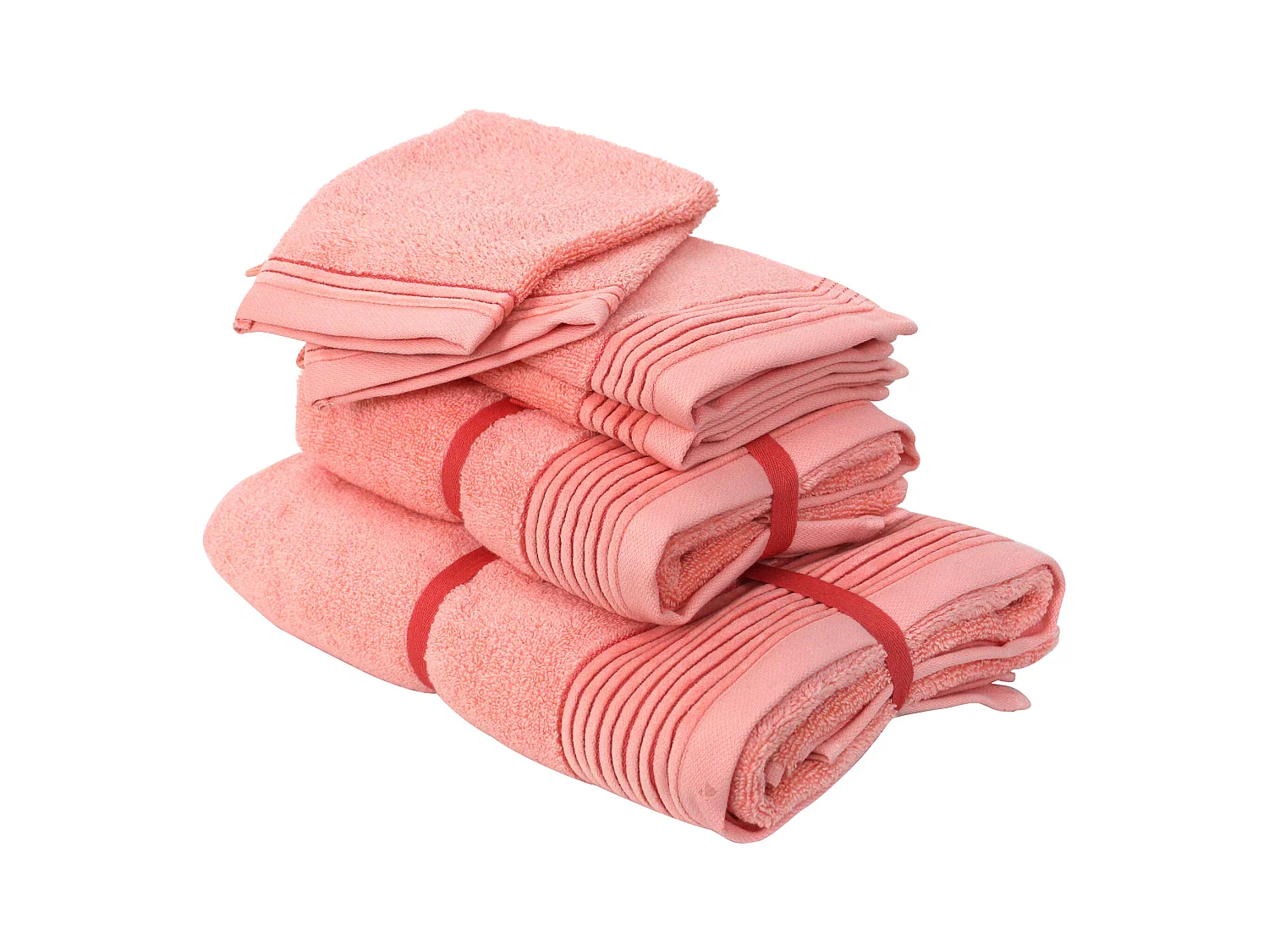 Parure de bain 6 pièces JULIET Rose bonbon 520 g/m2