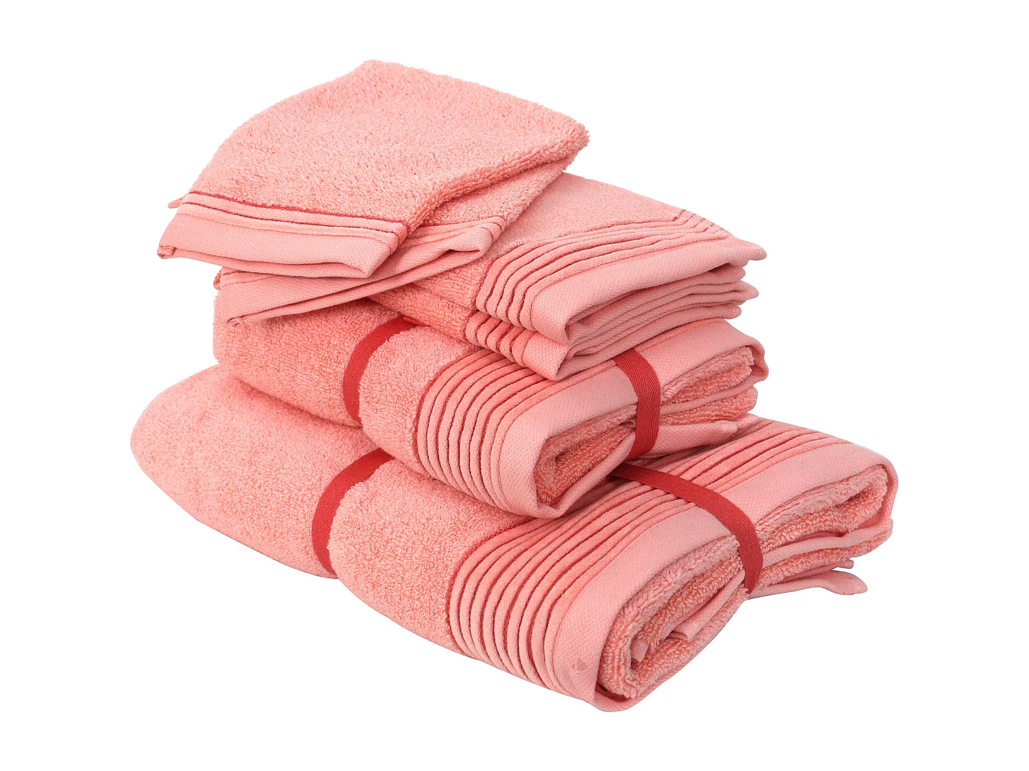 Parure de bain 6 pièces JULIET Rose bonbon 520 g/m2