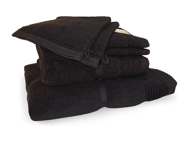 Parure de bain 6 pièces JULIET Noir 520 g/m2