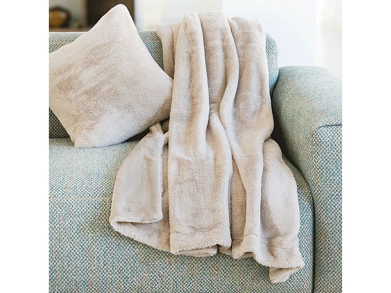 Plaid 150x200 cm en polyester MELLOW beige galet