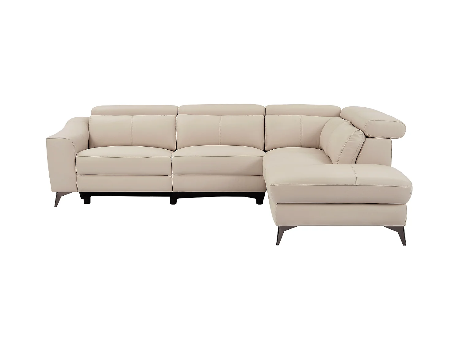 Ecksofa mit elektrischer Relaxfunktion - Ecke rechts - Leder - Cremefarben - FORLO