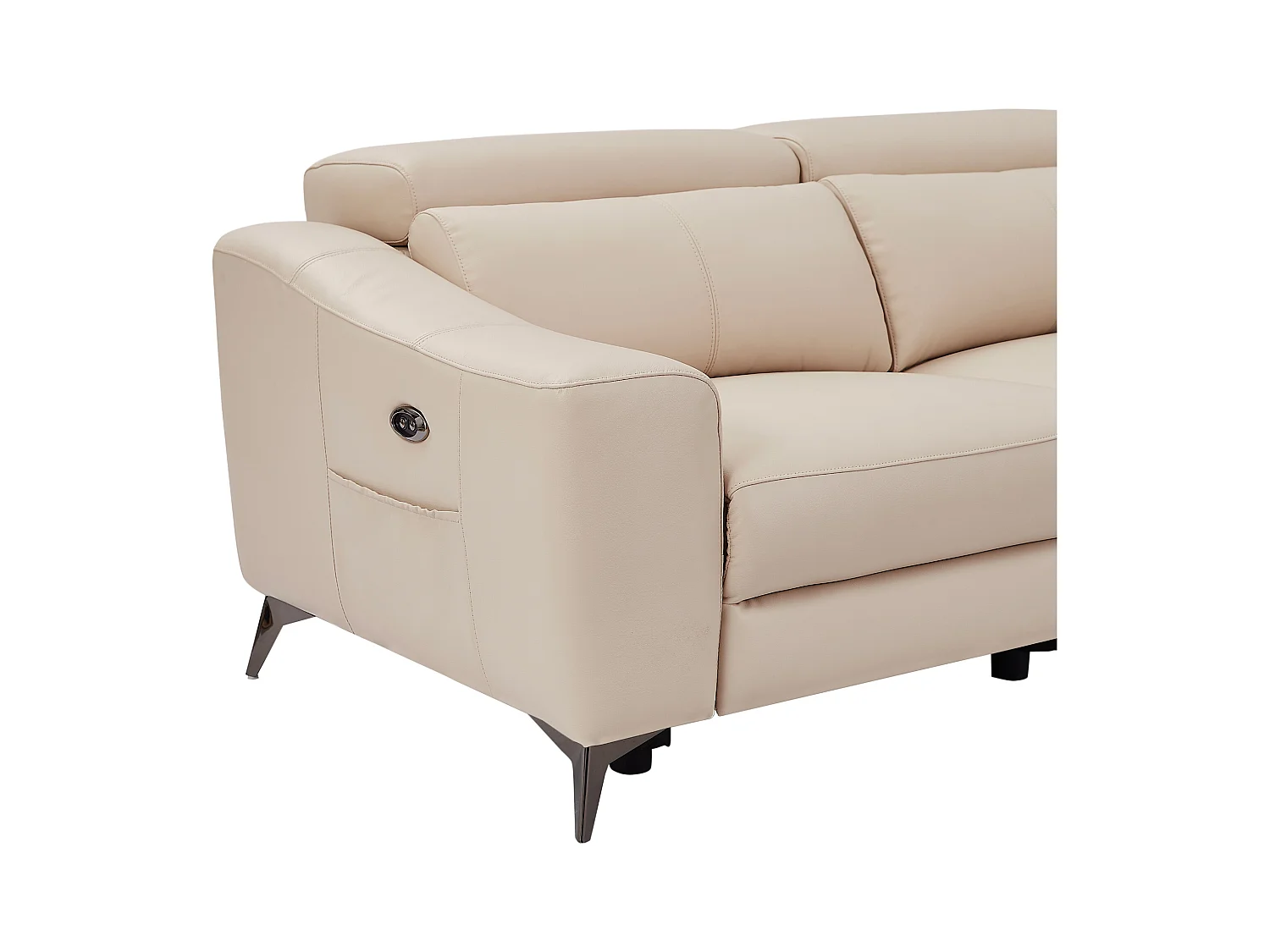 Ecksofa mit elektrischer Relaxfunktion - Ecke rechts - Leder - Cremefarben - FORLO