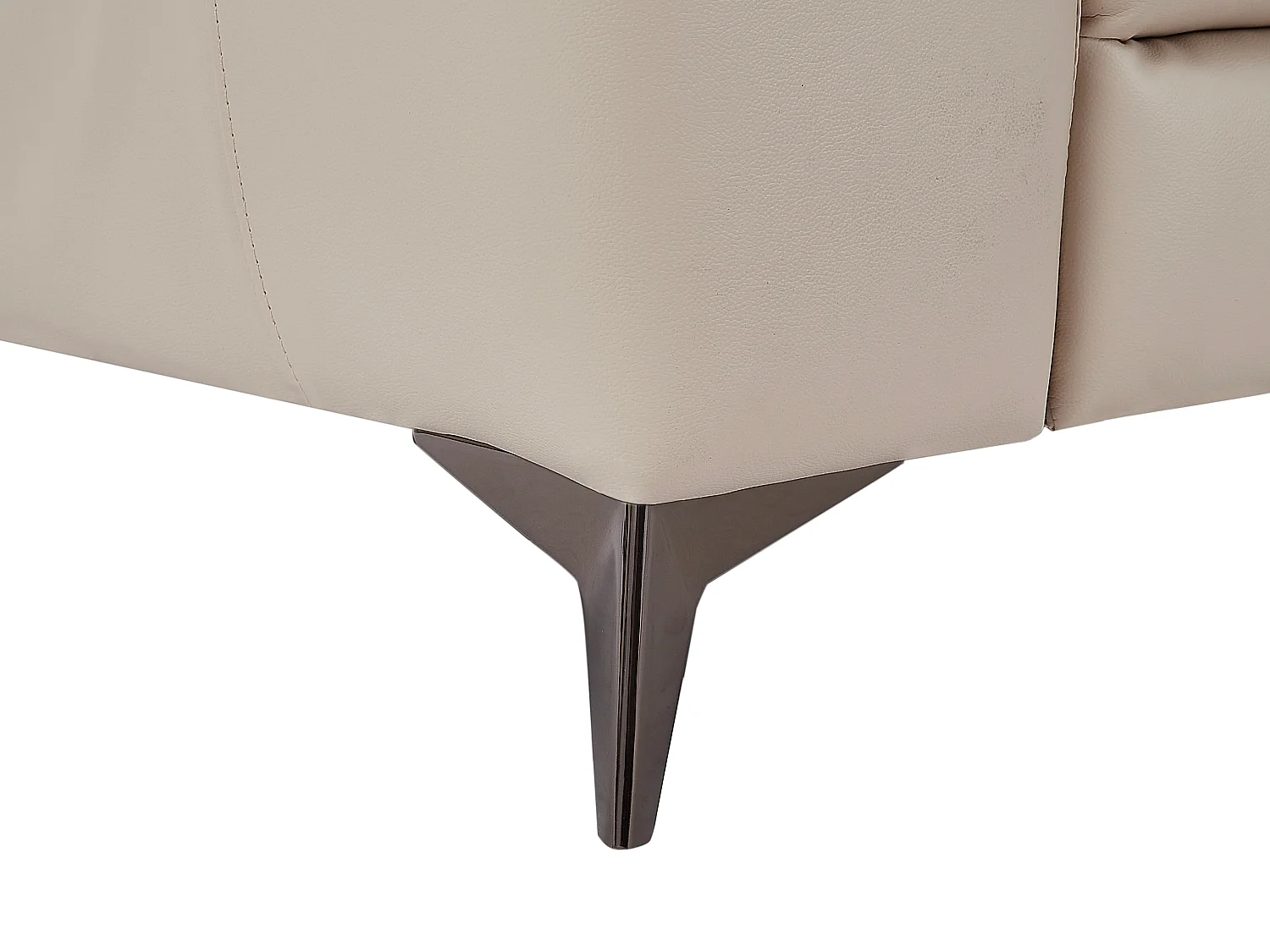 Hörnsoffa högerställd i krämvit läder med elektrisk relaxfunktion FORLO