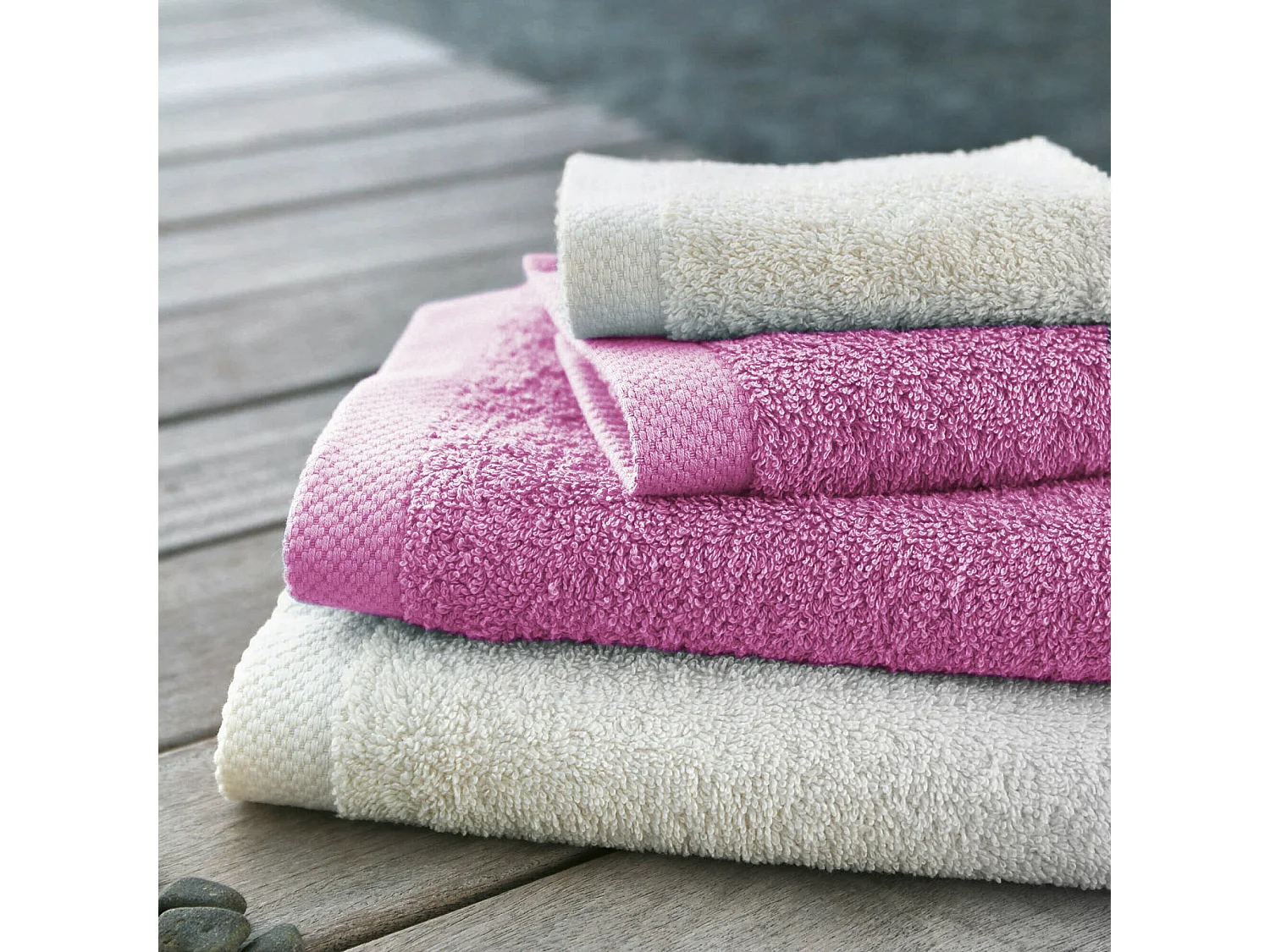 Parure de bain 6 pièces PURE Rose Lavande 550 g/m2