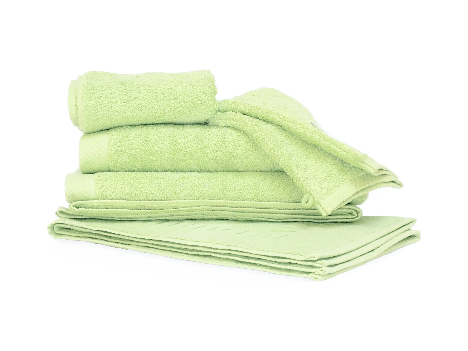 Parure de bain 6 pièces PURE Vert Pomme 550 g/m2
