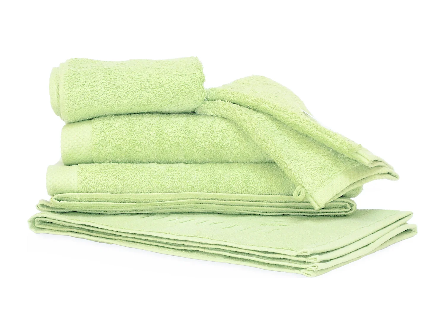 Parure de bain 6 pièces PURE Vert Pomme 550 g/m2