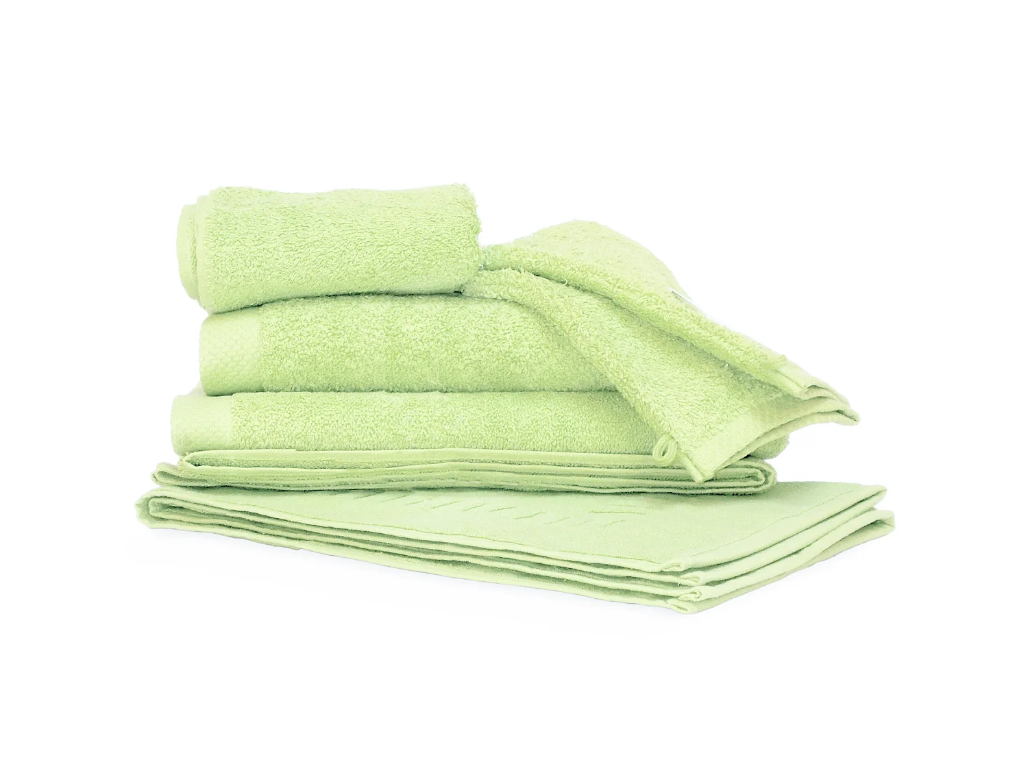 Parure de bain 6 pièces PURE Vert Pomme 550 g/m2