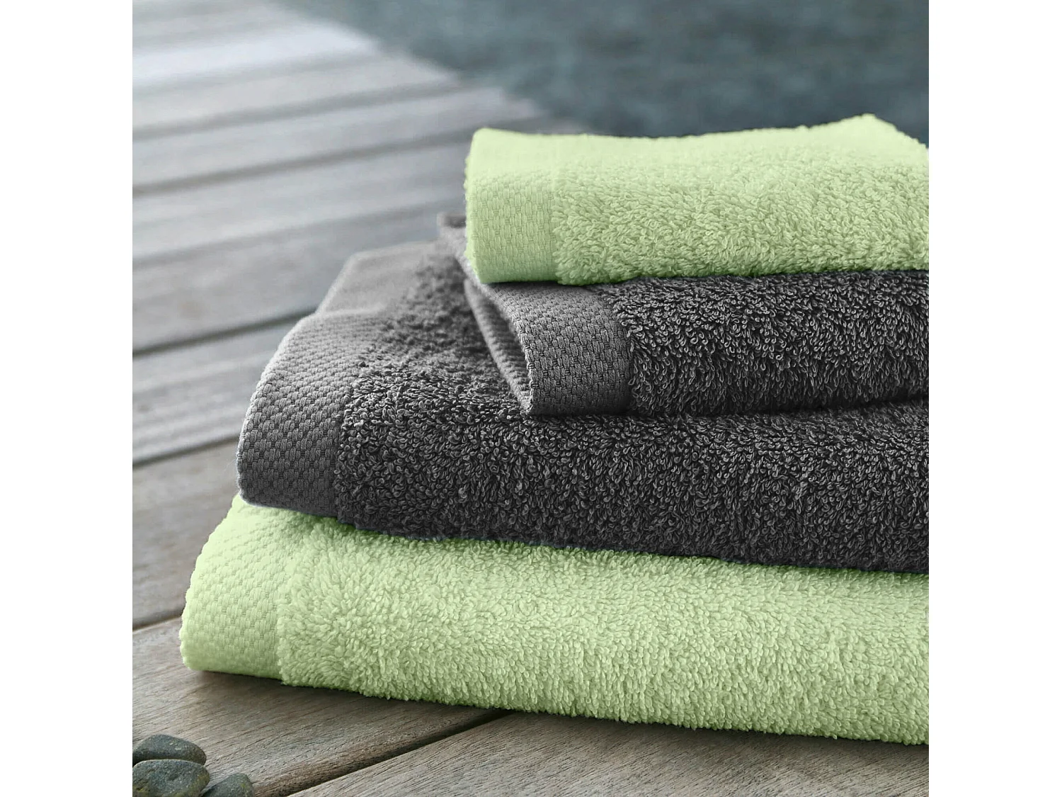 Parure de bain 6 pièces PURE Vert Pomme 550 g/m2