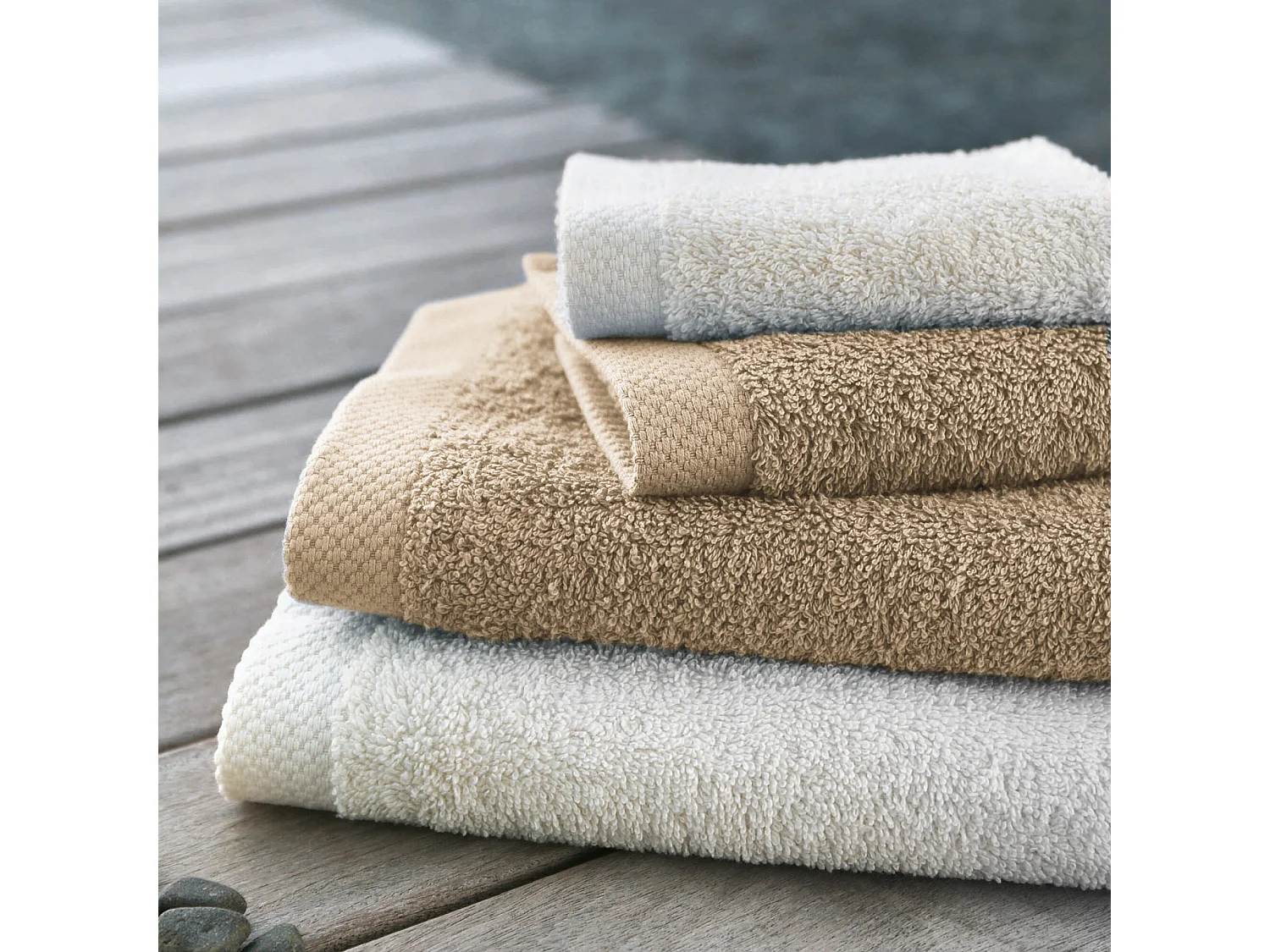 Parure de bain 6 pièces PURE Beige 550 g/m2