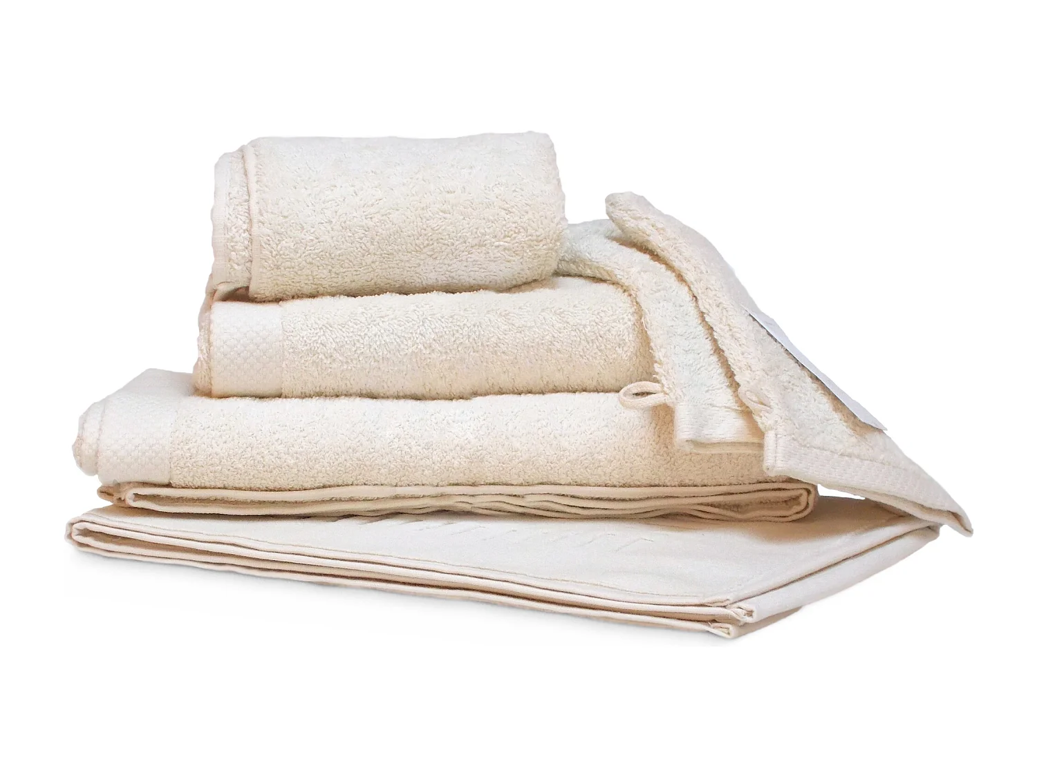 Parure de bain 6 pièces PURE Ivoire 550 g/m2