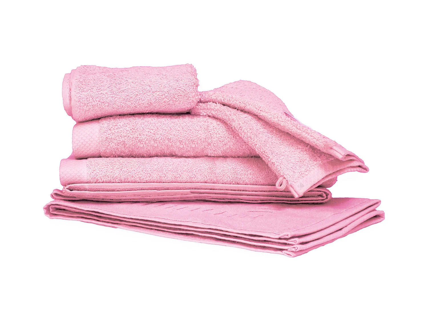 Parure de bain 6 pièces PURE Rose Bonbon 550 g/m2