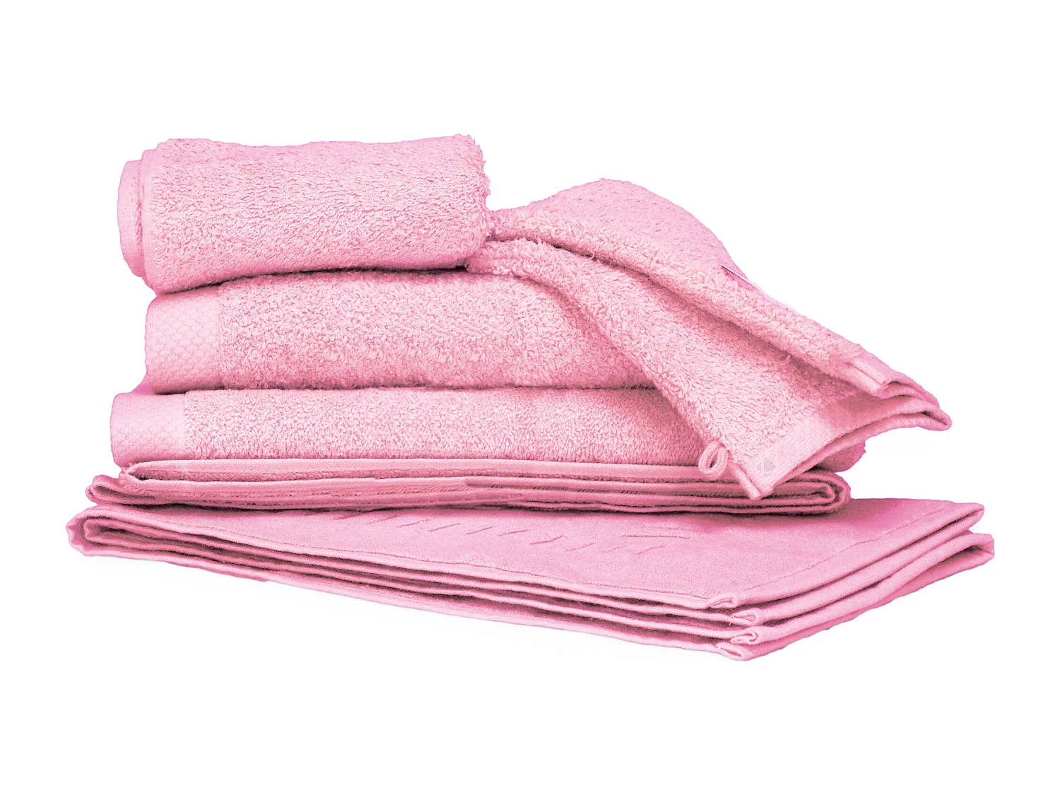 Parure de bain 6 pièces PURE Rose Bonbon 550 g/m2