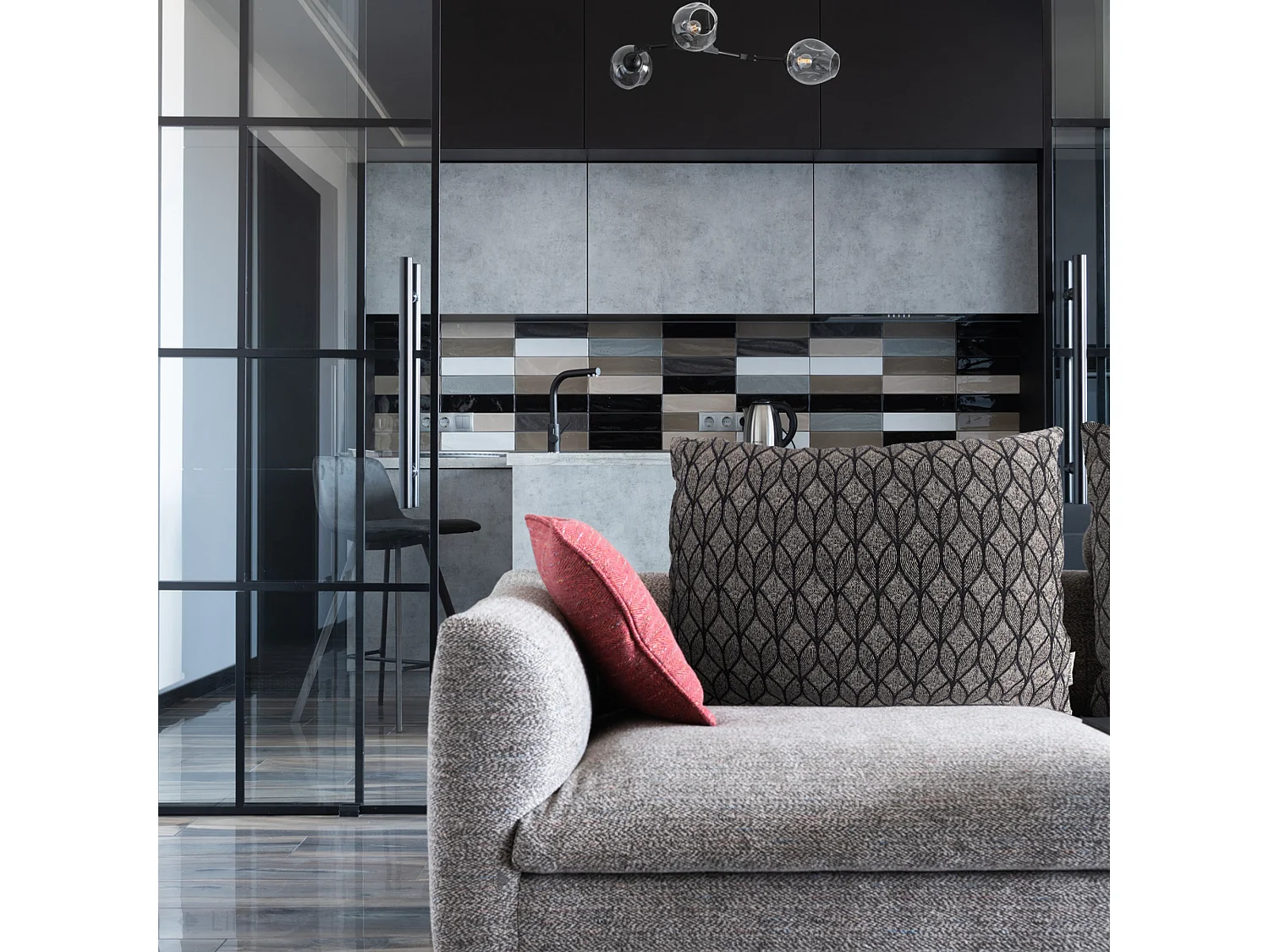 Housse de coussin 45x45 cm NOUMEA gris Anthracite