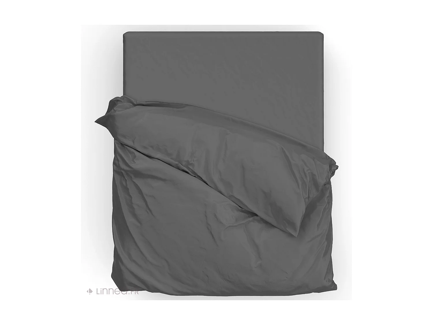 Parure de lit 260x240 cm satin de coton SAPRI gris acier 3 pièces