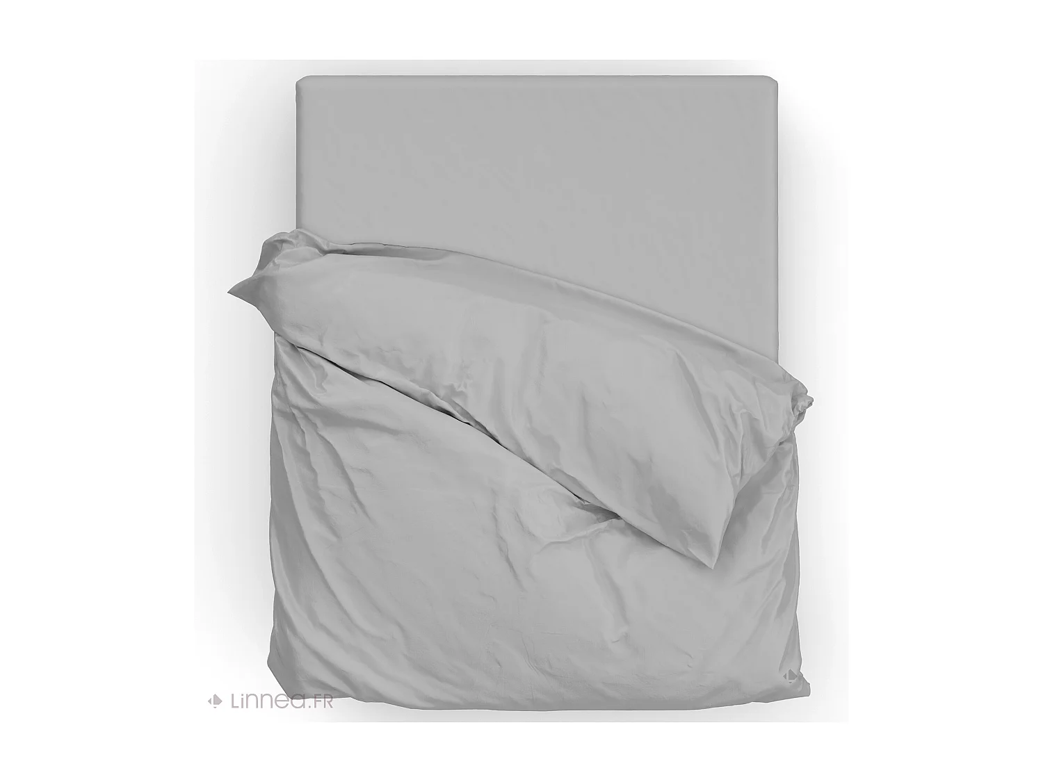 Parure de lit 260x240 cm satin de coton SAPRI gris orage 3 pièces