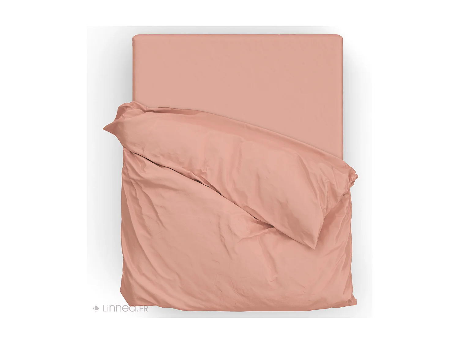 Parure de lit 260x240 cm satin de coton SAPRI rose thé 3 pièces