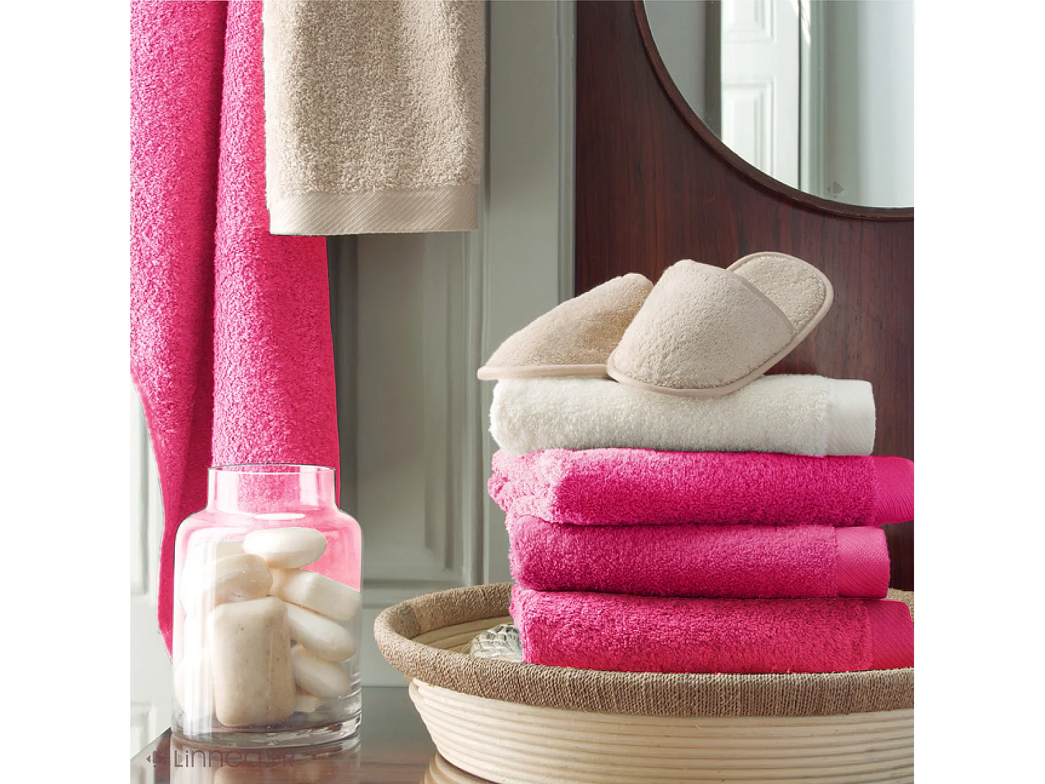 Drap de douche 70x140 cm coton peigné ALBA fraise