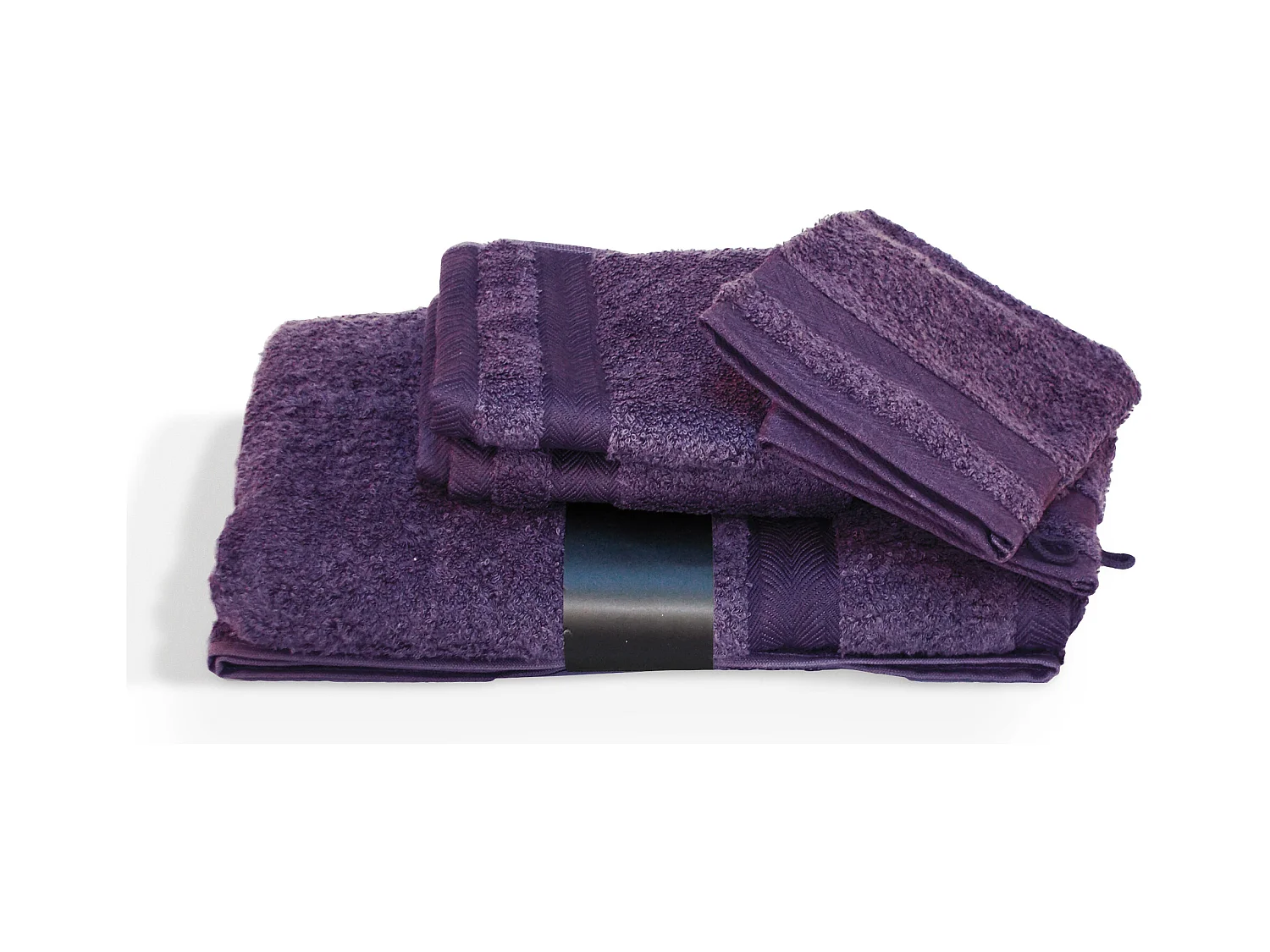 Parure de bain 5 pièces ROYAL CRESENT Prune 650 g/m2