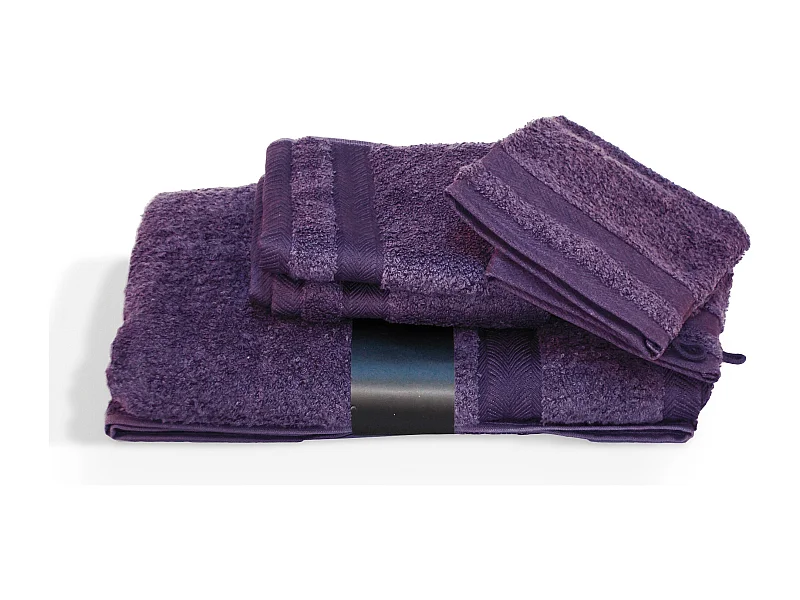 Parure de bain 5 pièces ROYAL CRESENT Prune 650 g/m2