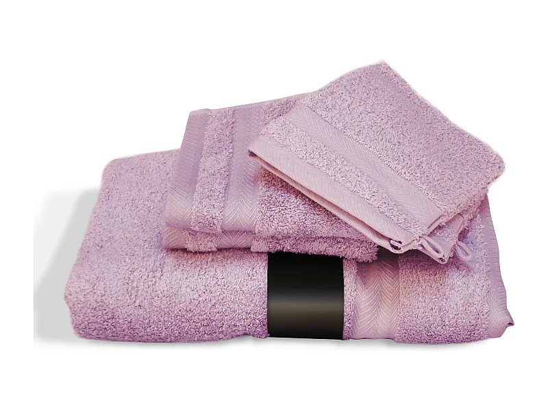 Parure de bain 5 pièces ROYAL CRESENT Rose Lavande 650 g/m2