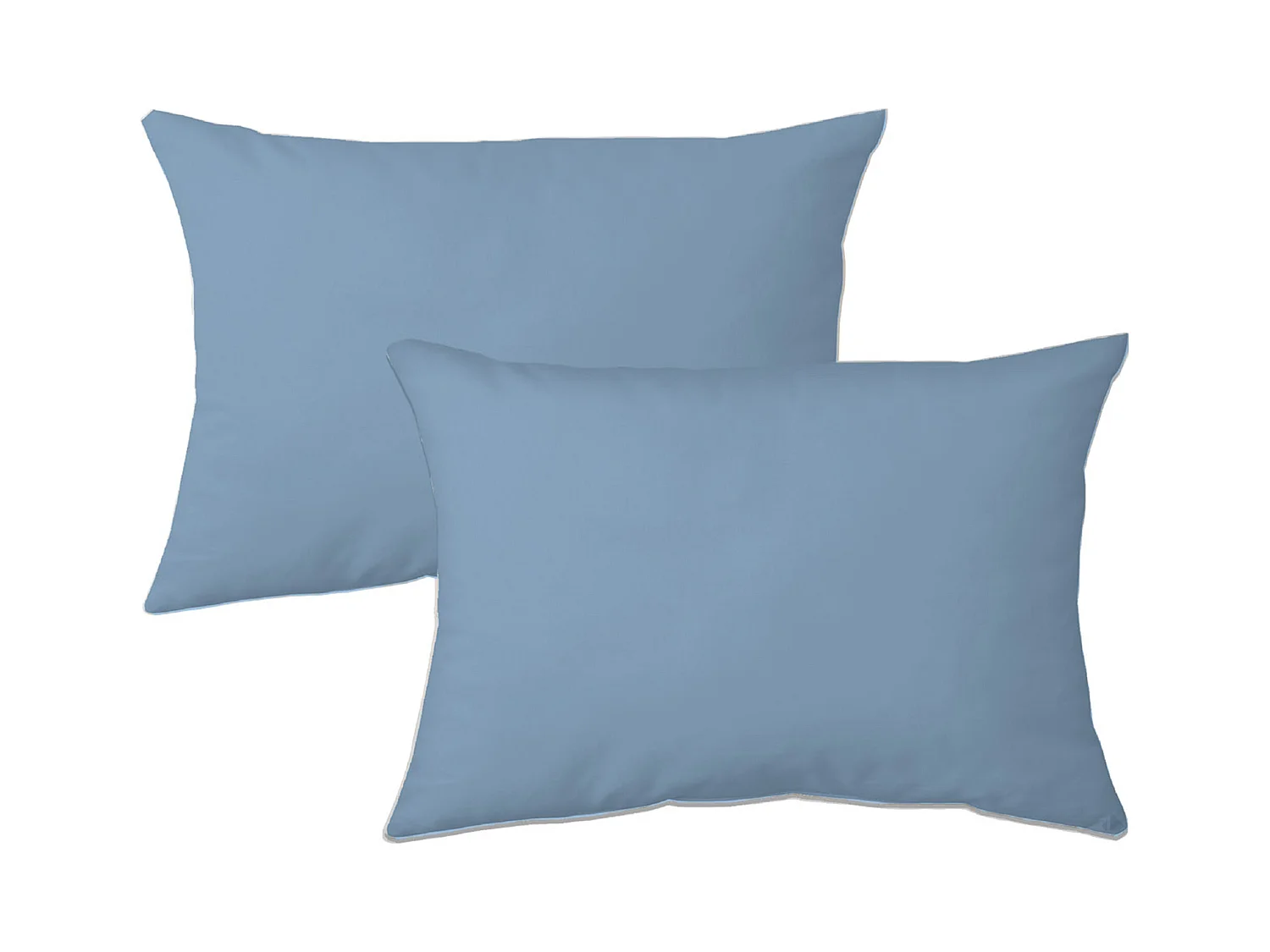 Lot de 2 taies d'oreiller 50x70 cm polyester microfibre LAGO bleu jean