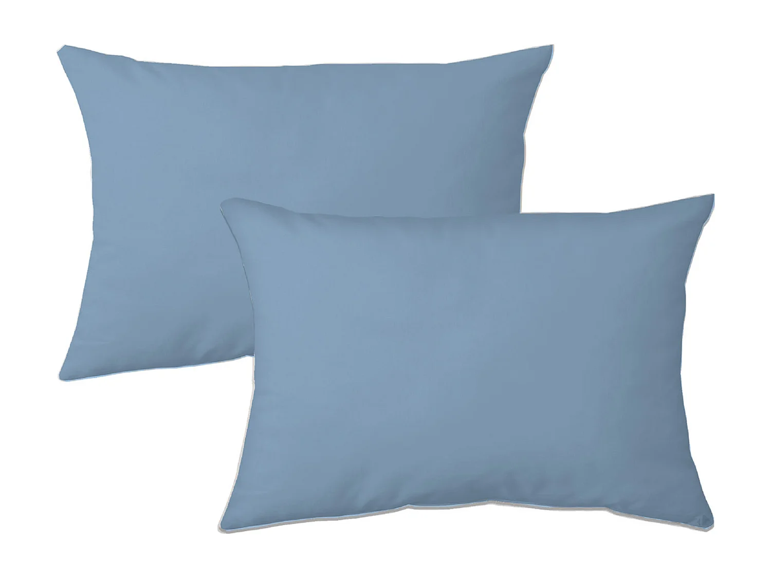 Lot de 2 taies d'oreiller 50x70 cm polyester microfibre LAGO bleu jean
