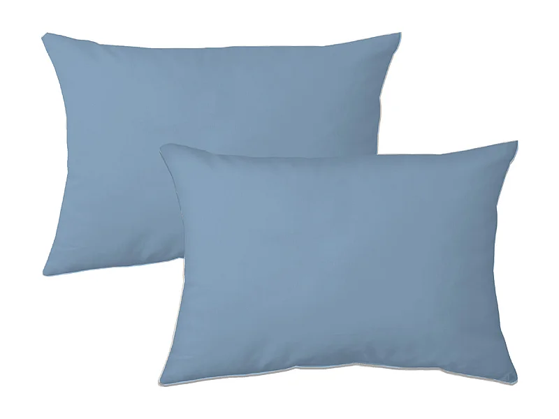 Lot de 2 taies d'oreiller 50x70 cm polyester microfibre LAGO bleu jean
