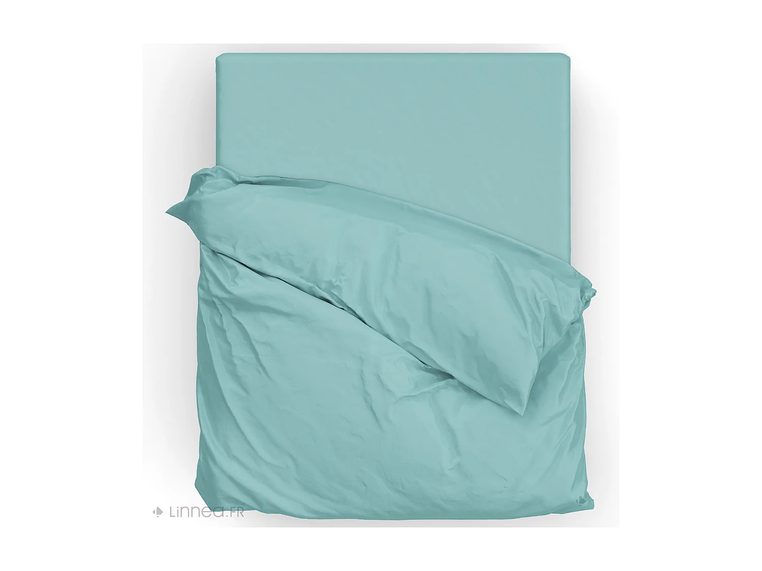 Parure de lit 240x220 cm satin de coton SAPRI vert céladon 3 pièces