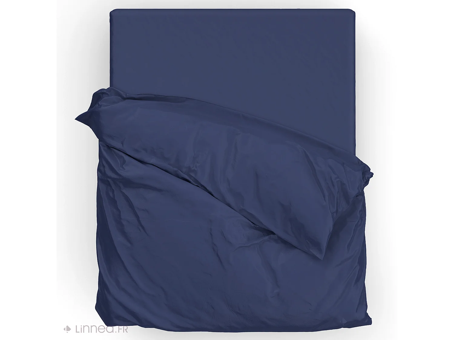 Parure de lit 240x220 cm satin de coton SAPRI bleu indigo 3 pièces